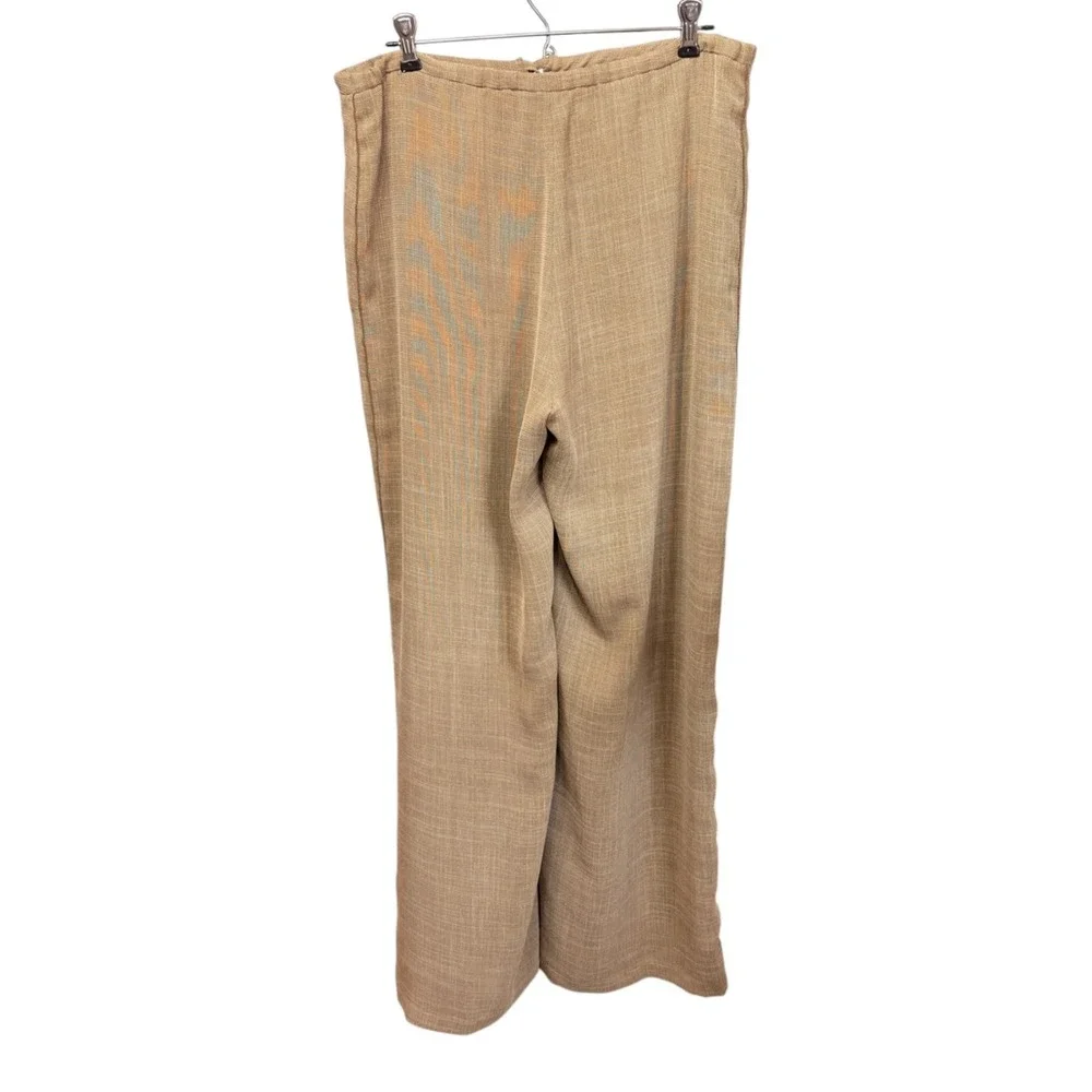Yansi Fugel‎ Women's Wide Leg Tan Dress Twill Pants Sz 34 Polyester Androgynous